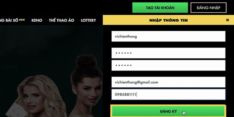 Thao tác đăng ký 11BET cụ thể